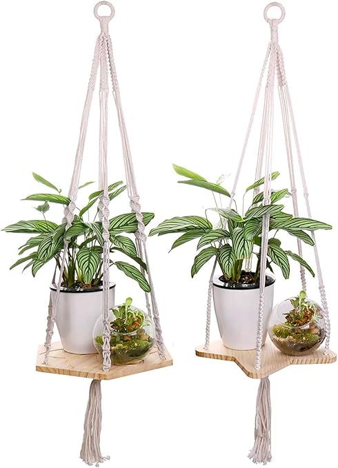 Amazon Com Luxbon 2pack Macrame Plant Hangers Shelf Hanging