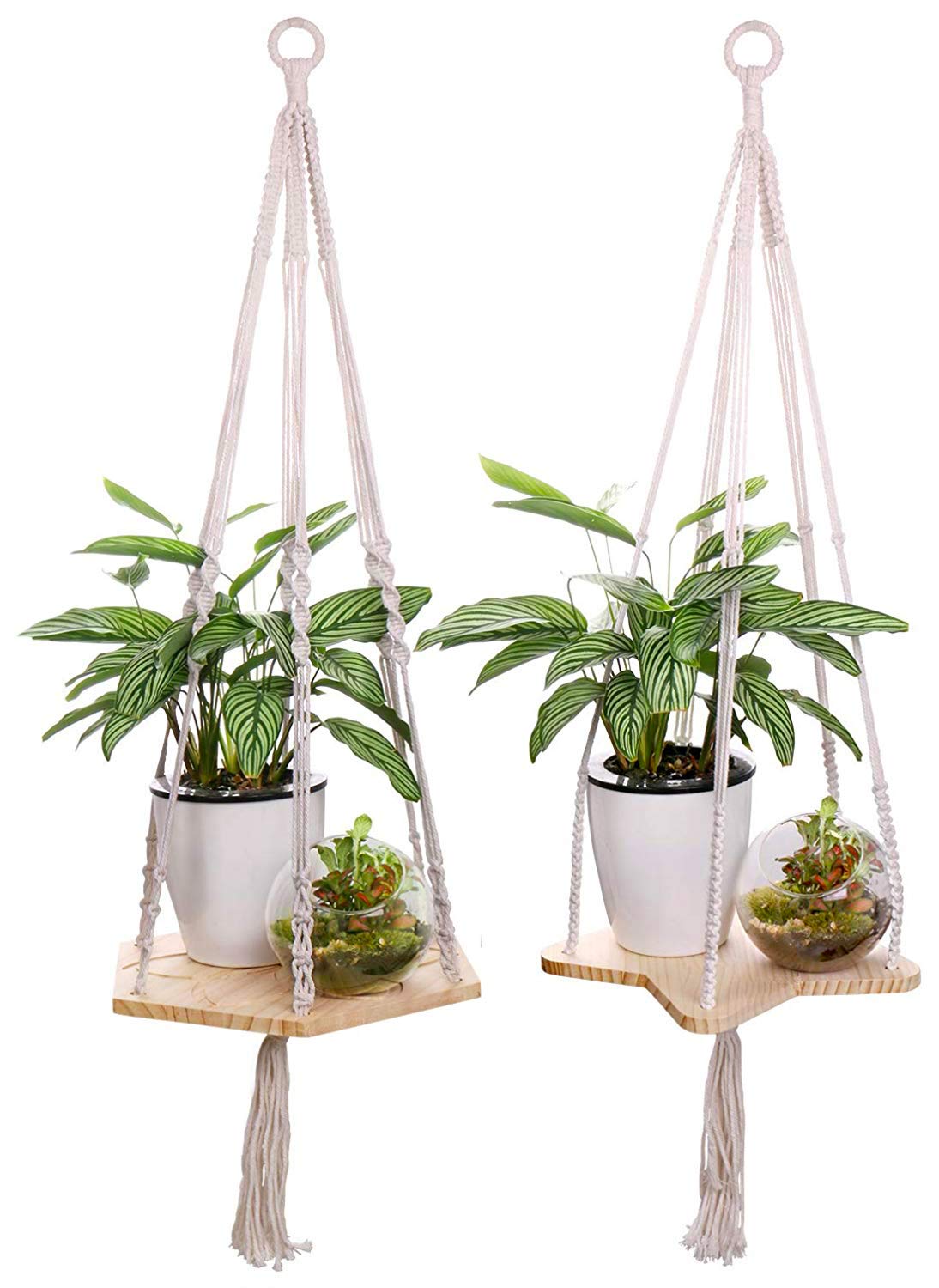 Luxbon Macrame Plant Hangers Shelf Hanging Planter Indoor