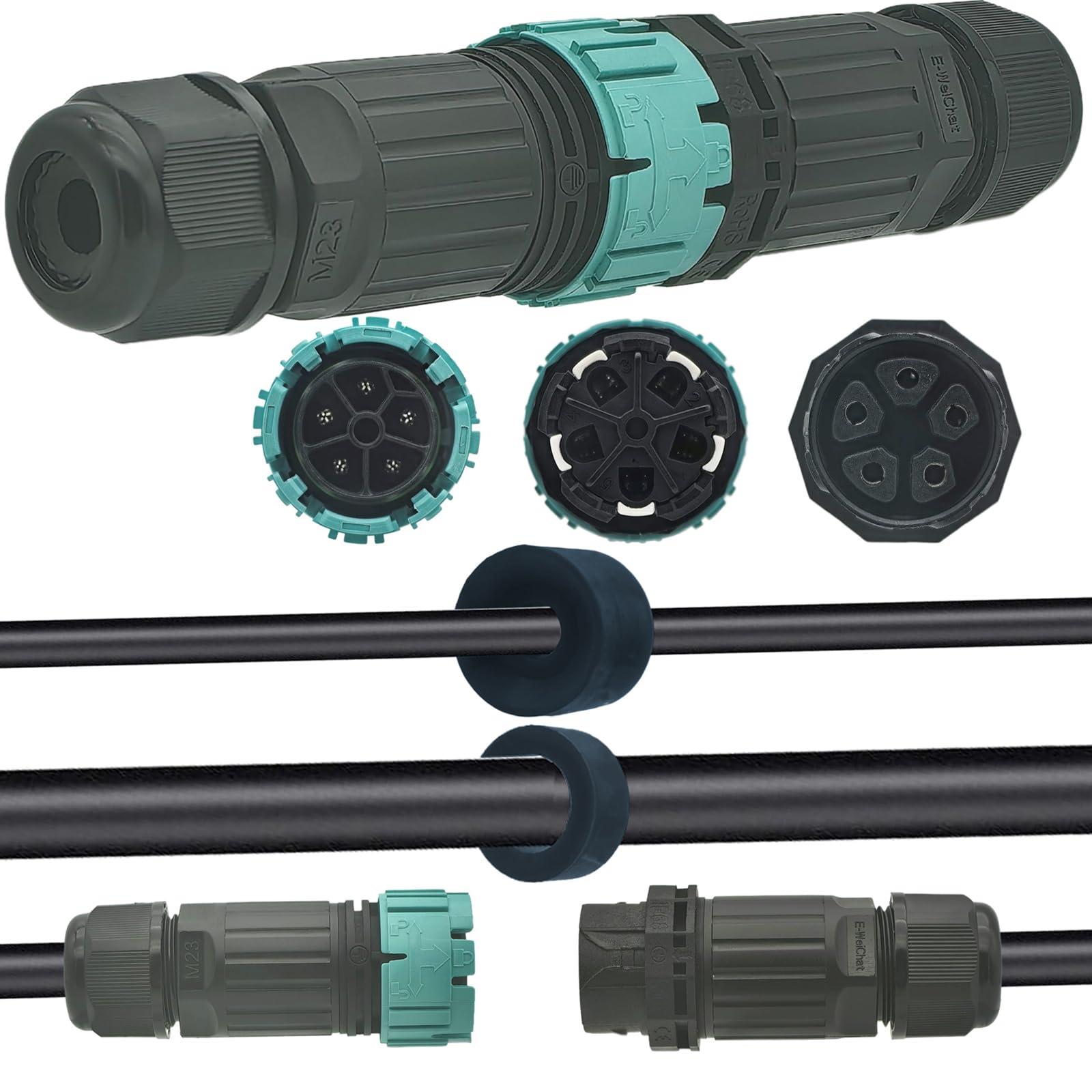 Outdoor Ccable Connector, CTRICALVER Waterproof Electrical Connector, Male/Female Socket IP68 External Inline Cable Connector, for 2 PIN/3 PIN/4 PIN/5 PIN Docking Cables