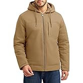 Rdruko Men's Winter Work Jackets Hooded Quilted Cotton Wram Coat Utility 4 Pockets Workwear