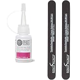 Beauty Secrets Quick Dry Nail Glue .5 Fl Oz Bundled with Nail File Black Cushion Medium Coarse 180/100 Grit (2 Pack) by Beauty Secrets