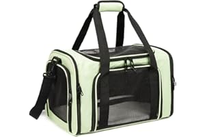ROSEBB Cat Carrier Dog Carrier Pet Carriers for Medium Small Cats Dogs Puppies up to 15 Lbs,TSA Airline Approved Small Dog Cat Carriers Soft Sided,Collapsible Travel Puppy Carrier (Green, Medium)