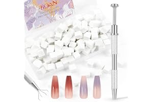 BQAN Nail Sponges for Ombre, Small Nail Art Tools with Gripper Pen for Aura Blending Art, Home Salon Tech and Beginner Design Tools 100pcs (Silver)