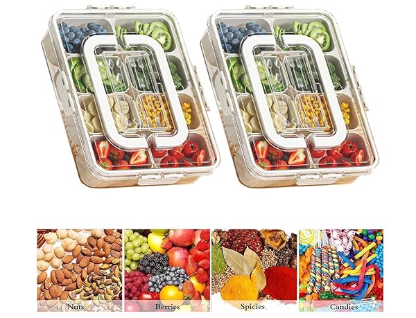 ZELECKS 2-PACK PORTABLE SNACKLE BOX CONTAINER WITH 8...