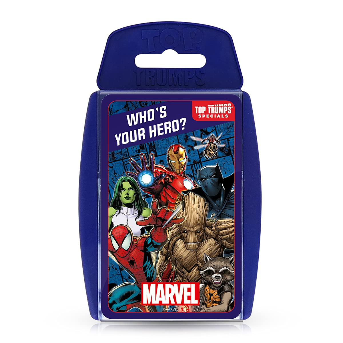 Top Trumps Marvel Universe Specials Card Game, play with heroes from Guardians of the Galaxy, The Avengers, and villains like Thanos and Carnage, great gift for ages 6 plus