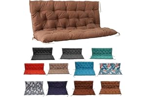 YIMORIA Porch Swing Cushion, Swing Cushions for Outdoor Furniture with Backrest, 2-3 Seater Thickened Outdoor Swing Cushions for Porch, Patio, Outdoor and Garden (Light Coffee,60 * 40 in)