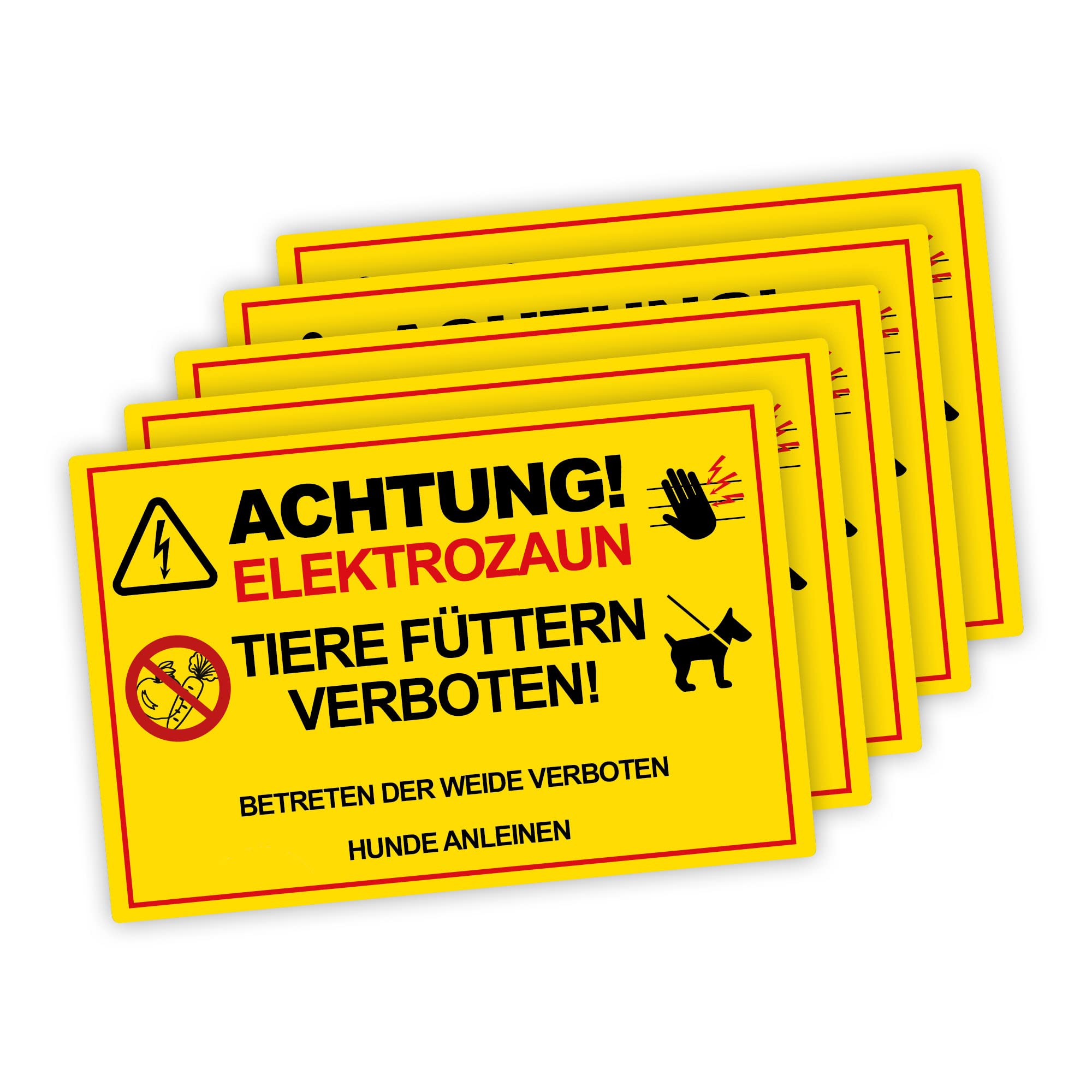 STROBO XXL Achtung ! Electric Fence Animals Feeding Willow No Bettering Sign 30 x 40 cm Made of Sturdy PVC Rigid Foam Board 5 mm with UV Protection Pack of 5