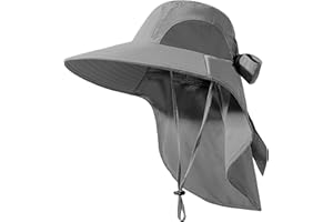 DOCVIT Womens Sun Hat UV Protection, Foldable Waterproof Wide Brim Bucket Hats with Neck Flap for Summer Beach Fishing Hiking