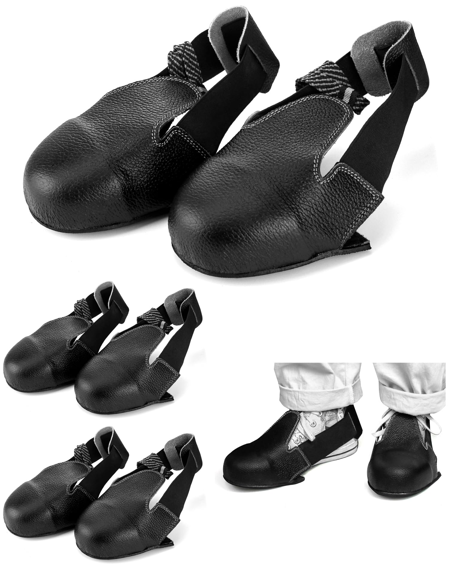 Photo 1 of QWORK Steel Toe Cap Safety Overshoes Workplace Anti-smash Cover with Adjustable Strap for Men/Women, 4 Pairs (Size 5-12 US)