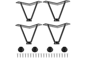 HOOSHEE 4 Inch Hairpin Furniture Legs(Set of 4),Hairpin Table Legs,Metal Table Legs,DIY Projects for TV Stand, Cabinet, Coffee Table, Desk etc with Rubber Floor Protectors Black 4PCS