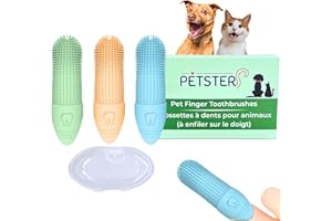 Petsters Premium Dog Toothbrush, Cat Toothbrush, Puppy & Kitten finger toothbrush – Soft Silicone 360° Pet Finger Toothbrush 