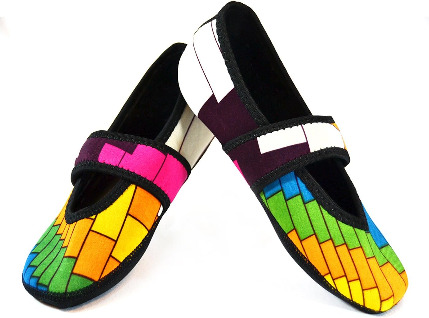 Nufoot Betsy Lou Women's Shoes, Best Foldable & Flexible Flats, Slipper Socks, Travel Slippers & Exercise Shoes, Dance Shoes, Yoga Socks, House Shoes, Indoor Slippers, Color Block, Small