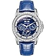 REEF TIGER Luxury Crystal Bezel Moonphase Complete Calendar Mechanical Automatic Watch for Men Luminous Leather Strap Classic Watch RGA1988