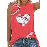 Baseball Tank Tops Women Baseball Heart Print Shirt Funny Play Ball Tank Casual Sleeveless Vest Summer Graphic Tee Top