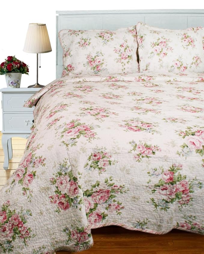 Textile Plus 100Percent Cotton Quilt Set, Spring Rose Amazon.co.uk