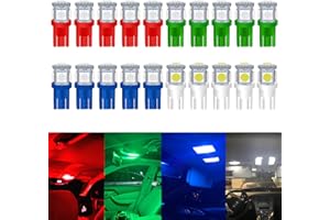 UNXMRFF 20-Pack, 4 Colors Mixing, 194 LED Light Bulb, 2825 Bulb 5050 Chipset, 175 T10 168 W5W 194 LED Bulbs Replacement for Car Interior Dome Map Light, Door Trunk Courtesy License Plate Lights