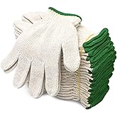Evridwear Cotton Polyester String Knit Shell Safety Protection Work Gloves for Painter Mechanic Industrial Warehouse Gardening Construction Men & Women 12 Pairs, no Dots, XLarge Size