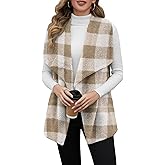 Hersuitful Women Fuzzy Fleece Vest Sleeveless Sherpa Jacket Winter Open Front Fluffy Outerwear Coats with Pockets