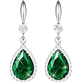 Linawe Imitation Diamond Dangle Earrings for Women Trendy, Rhinestone Drop Chandelier Earrings, Teardrop Crystal Cubic Zirconia Wedding Jewelry Set, 14K Gold/Rose Gold/Silver Tone