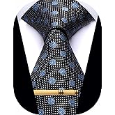 YourTies Men's Neckties Striped Tie and Plaid Neckties for Men Woven Silk Tie Gold Tie Clip Set