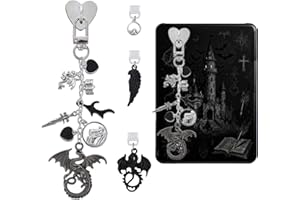 TAKEALOOKO Halloween Dust Plug Charm Chains for Kindle - 4Pcs Fantasy Dragon Wings Type C Dustplug & Chain Bracelet Strap Decorating Accessories, Gifts for E-Reader Book Lovers Women Men