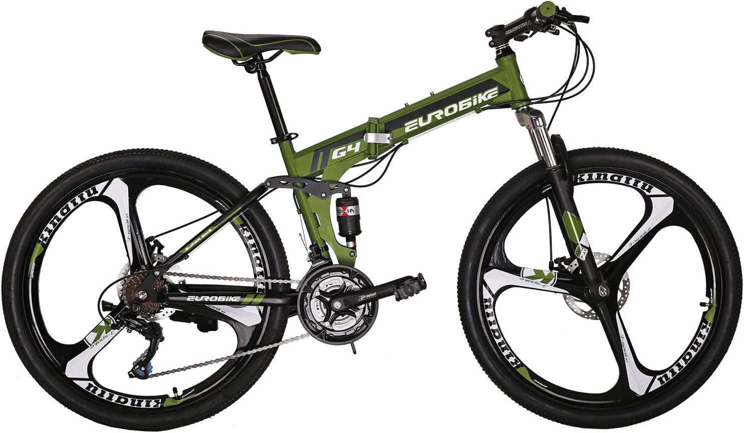Eurobike OBk G4 Folding Mountain Bike 21 Speed Bicycle Full Suspension MTB Foldable Frame 26” 3 Spoke Wheels