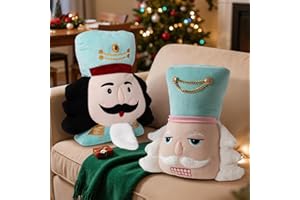 Lanpn Christmas Nutcracker Pillow Set of 2, Christmas Decoration Winter Throw Pillows Soft Cute 3D Shaped Nutcracker Throw Cu