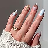 Glamnetic Press On Nails - Sea Star | Short Almond Seashell Nails with 3D Nail Art, Reusable Summer Nails | 15 Sizes - 30 Nai