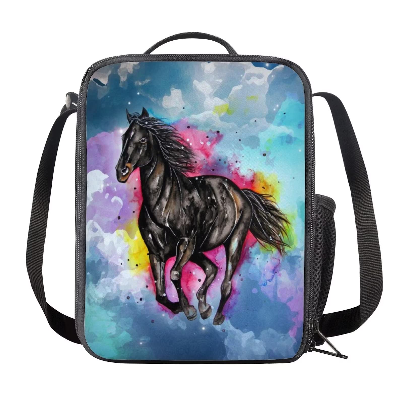 HELLHERO Horse Lunch Bag for School for Kids Teen Girls Boys Adults Lunch Box Insulated Lunchbag Tote Handbag Shoulder Lunchboxes Travel Picnic Holiday Office