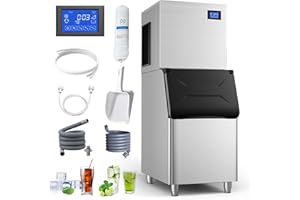 LCEKY Commercial Ice Maker 400Lbs/24H Commercial Ice Maker Machine Industrial Stainless Steel Commercial Ice Machine with 350Lbs Storage Ice Ready in 7-13 min for Bar Cafe Restaurant Business