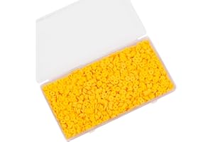 Auvoau 2000Pcs White Clay Beads Polymer Clay Flat Beads 6mm Round Heishi Vinyl Beads for DIY Craft Gift Adults Bracelets Necklace Jewelry Making Earring Accessories Signal Yellow