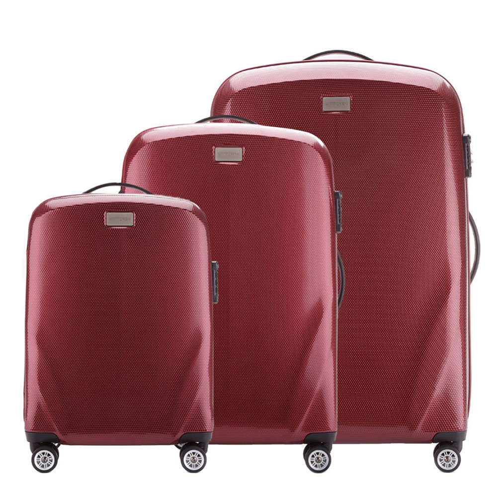 WITTCHEN PC Ultra Light Hard Luggage Travel Suitcase Trolley Suitcase Set of 3 suitcases Polycarbonate suitcases Four Wheels TSA Combination Lock Aluminum Telescopic Handle Size (S+M+L) Dark red โ image 1
