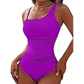 Blooming Jelly Women's Sexy One Piece Bathing Suits One Shoulder Swimsuits Slimming Mesh Swimwear