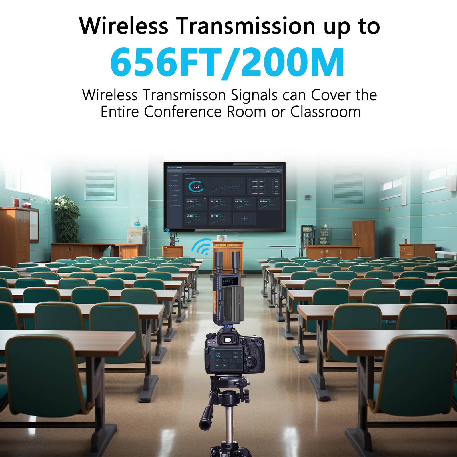 Wireless HDMI Receiver 4K（RX only）, 656FT(200M) Wireless HDMI Extender, 2.4/5G Video Transmission System for Streaming Video/Audio from Laptop/PC to HDTV/Projector/Monitor