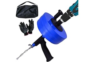 KOJINTORA Plumbing Snake Drain Cleaning Auger - 50 Ft Extra Long Powered Drill Tool Attachment for Plumbers - Clog Remover Kitchen Bathroom Bath Shower Sink Gutter Drains Downspout Pipe Outdoor Hand Drum Augers