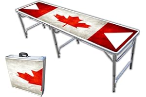 8-Foot Beer Pong Table w/Optional Cup Holes & LED Color-Changing Glow Lights - 11 Table Designs Available