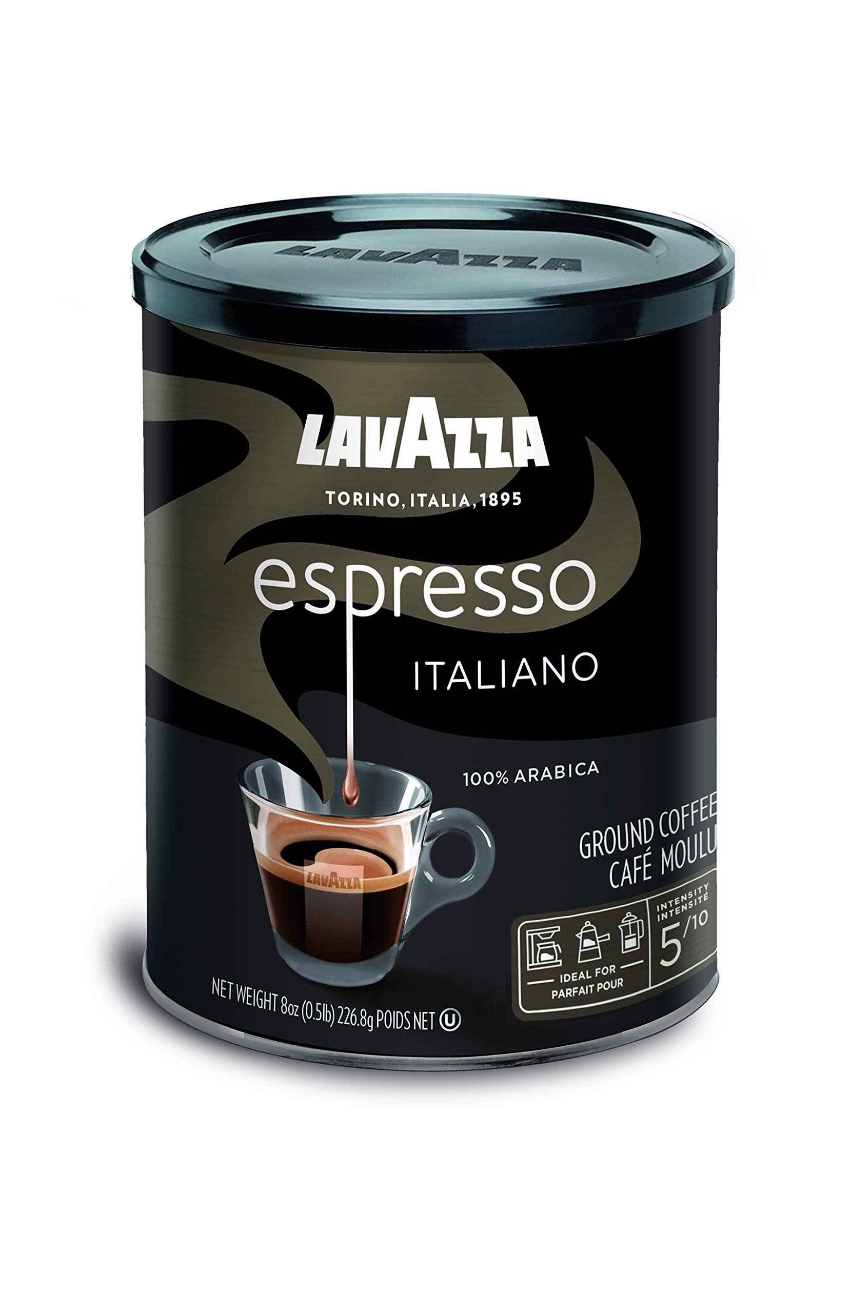 Lavazza Caffe Espresso Ground Coffee Blend, Medium Roast, 8Ounce Can