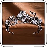 QXMYOO Butterfly Crown for Women Crystal Baroque Fairy Headpiece Butterflies Tiara for Quinceanera Birthday Wedding Costume Halloween Prom Floral Hair Accessories