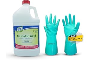 Klean Strip Green Muriatic Acid-Eco friendly Brightens Masonry Etch Concrete Removes Excess Mortar from Bricks and Cleans Algae and Scum-1 Gallon Plus Centaurus AZ Chemical Resistant Gloves