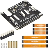 PCIe to 2-CH PCIe HAT Adapter for Raspberry Pi 5, Gen2 FFC Board | Stackable PCIe Gen2 expansion board with dual FFC connectors and 16-pin cable support for Raspberry Pi 5 projects