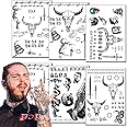 6 Sheets Temporary Tattoos Kit - Fake Body Art for Women, Men, & Kids - Face Tattoos for Festival, Cosplay & Halloween Costume Accessories