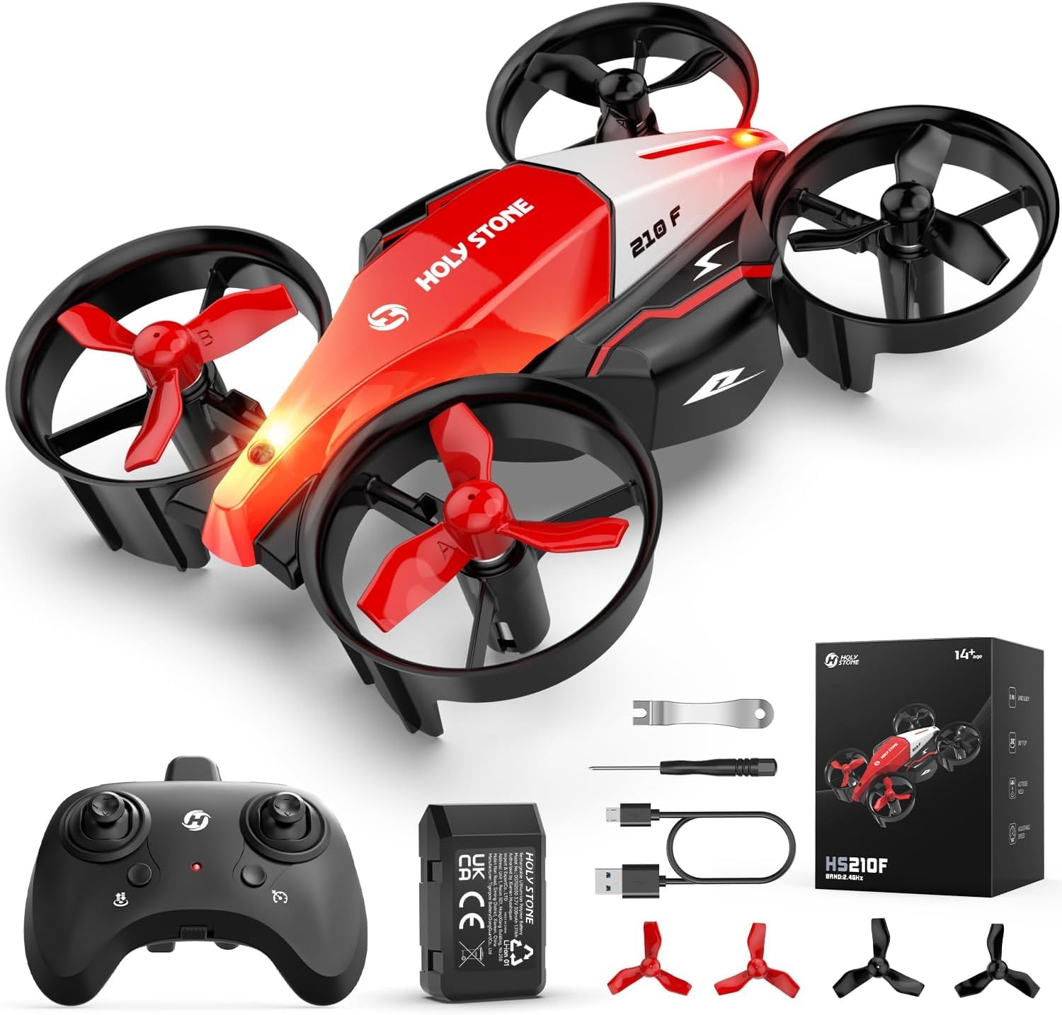 Holy Stone HS210F Mini Nano RC Drone for Kids Gift Portable Pocket Quadcopter with Altitude Hold, 3D Flips and Headless Mode, Race Drone with Light Easy to Fly for Beginners