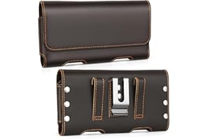 BECPLT Genuine Leather Phone Holster with Belt Clip for Galaxy S24 Ultra S23 Ultra 5G S22 Ultra 5G Note 20 Ultra Galaxy A14 5G F54 F14 M54 Moto G Play 2023 Cell Phone Pouch Holder -Dark Brown