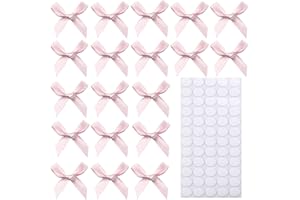 Hgzgch 60pcs 1.7" Mini Pink Ribbon Bows Decor – Small DIY Satin Bows for Crafts, Little Bows for Gift Wrapping, Tiny Bow Stickers for Note Card Bow Baby Shower Cake and Candle Decorations