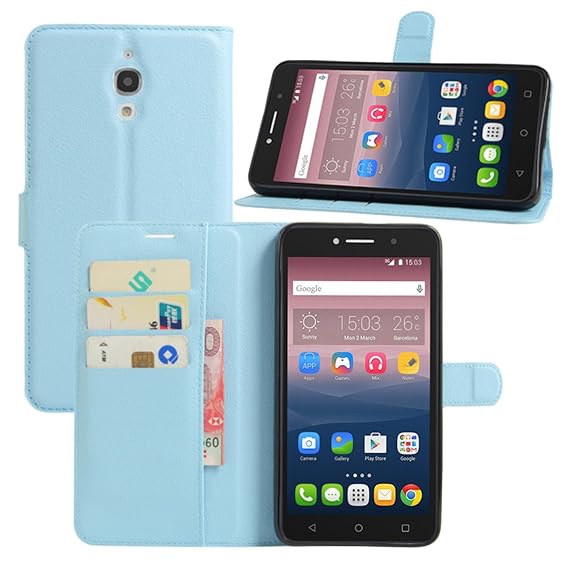 HualuBro Alcatel Pixi 4 (6 Zoll) 3G Hülle, Leder Brieftasche Etui Tasche Schutzhülle HandyHülle [Standfunktion] Lederhülle Fl