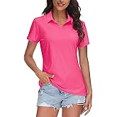 TACVASEN Women's V-Neck Polo Shirts UPF 50+ Short Sleeve Sun Protection Quick Dry Golf Polos Collared Shirt
