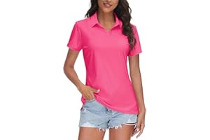 TACVASEN Women's V-Neck Polo Shirts UPF 50+ Short Sleeve Sun Protection Quick Dry Golf Polos Collared Shirt