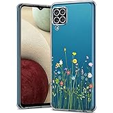 Unov Case Compatible with Galaxy A12 Clear with Design Soft TPU Shock Absorption Slim Embossed Pattern Protective Back Cover 6.5 inch (Flower Bouquet)