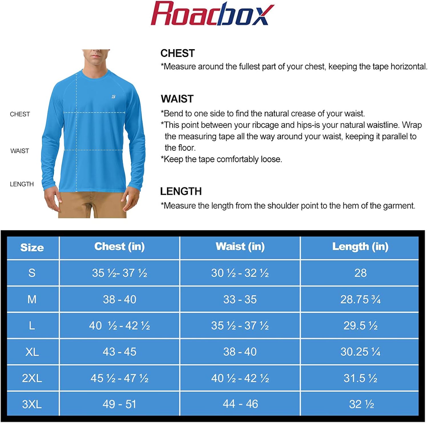 Roadbox Men's Sun Protection UPF 50+ UV Outdoor Long Sleeve Dri-fit T-Shirt Rashguard Shirts for Running, Fishing, Hiking: Clothing