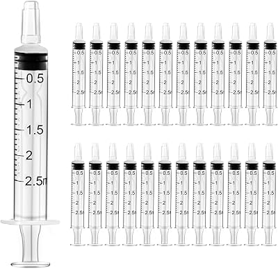 HXC 24Pcs 2ml Syringes with Cap Colostrum Without Needle 2ml Plastic